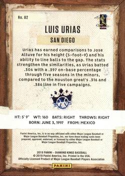 2019 Panini Diamond Kings #82 Luis Urias Back