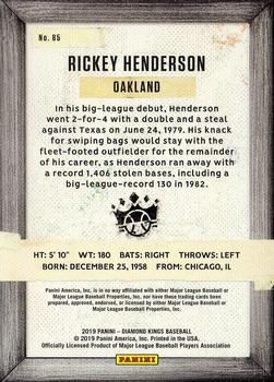 2019 Panini Diamond Kings #85 Rickey Henderson Back