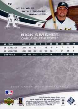 2006 Upper Deck Sweet Spot #10 Nick Swisher Back