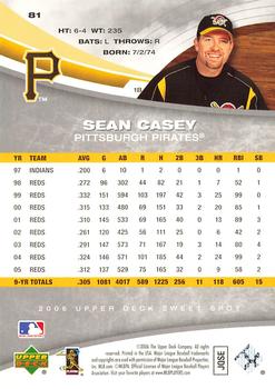 2006 Upper Deck Sweet Spot #81 Sean Casey Back
