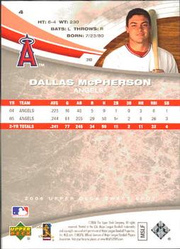 2006 Upper Deck Sweet Spot #4 Dallas McPherson Back