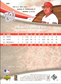 2006 Upper Deck Sweet Spot #54 Chad Cordero Back