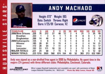 2010 Grandstand Huntsville Stars #NNO Andy Machado Back