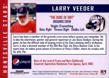 2010 Grandstand Huntsville Stars #NNO Larry Veeder Back