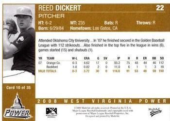 2008 MultiAd West Virginia Power #10 Reed Dickert Back