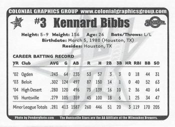 2006 Huntsville Stars #NNO Kennard Bibbs Back