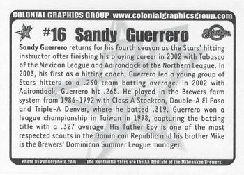 2006 Huntsville Stars #NNO Sandy Guerrero Back