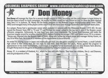 2006 Huntsville Stars #NNO Don Money Back