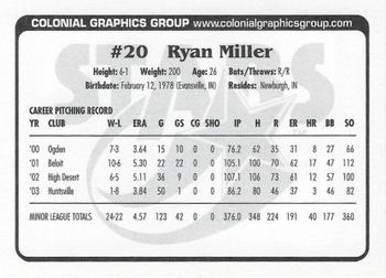 2004 Huntsville Stars #NNO Ryan Miller Back
