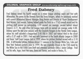 2004 Huntsville Stars #NNO Fred Dabney Back