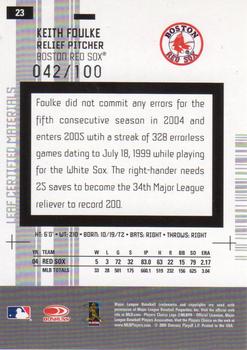 2005 Leaf Certified Materials - Mirror Red #23 Keith Foulke Back