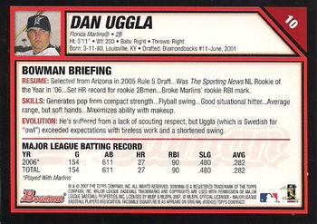 2007 Bowman #10 Dan Uggla Back