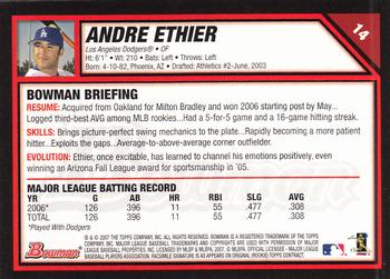 2007 Bowman #14 Andre Ethier Back