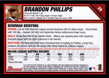 2007 Bowman #29 Brandon Phillips Back