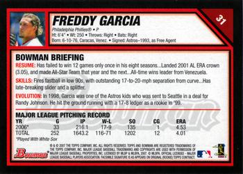 2007 Bowman #31 Freddy Garcia Back