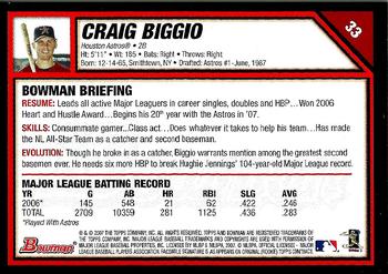 2007 Bowman #33 Craig Biggio Back