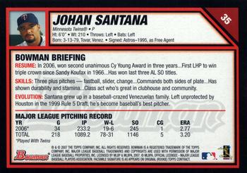 2007 Bowman #35 Johan Santana Back