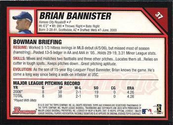 2007 Bowman #37 Brian Bannister Back