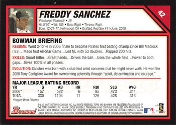 2007 Bowman #42 Freddy Sanchez Back