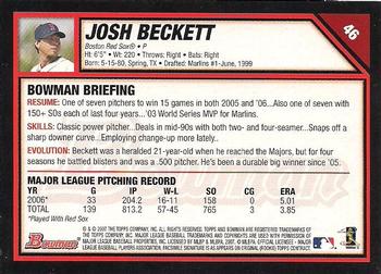 2007 Bowman #46 Josh Beckett Back