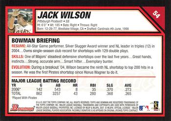2007 Bowman #54 Jack Wilson Back