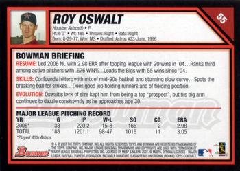 2007 Bowman #55 Roy Oswalt Back