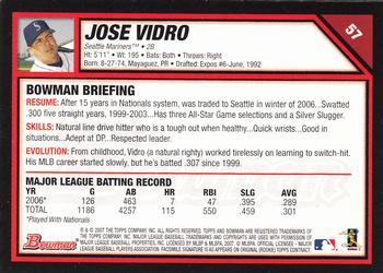 2007 Bowman #57 Jose Vidro Back
