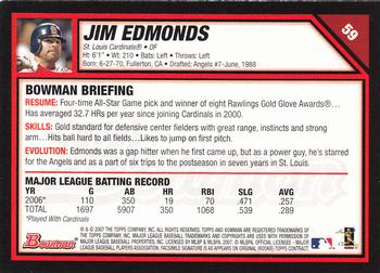 2007 Bowman #59 Jim Edmonds Back