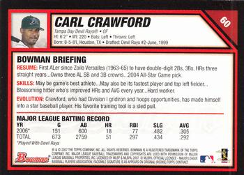2007 Bowman #60 Carl Crawford Back