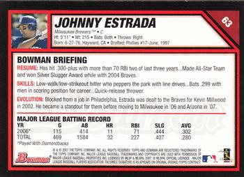 2007 Bowman #63 Johnny Estrada Back