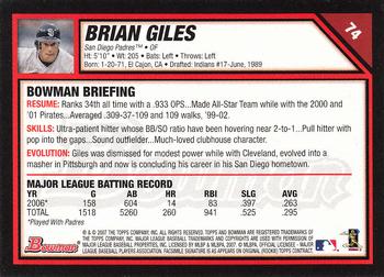 2007 Bowman #74 Brian Giles Back