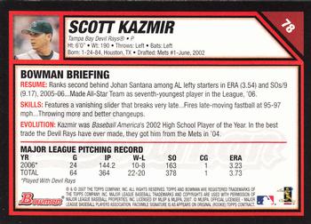 2007 Bowman #78 Scott Kazmir Back