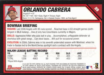 2007 Bowman #89 Orlando Cabrera Back