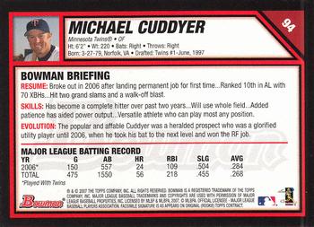 2007 Bowman #94 Michael Cuddyer Back