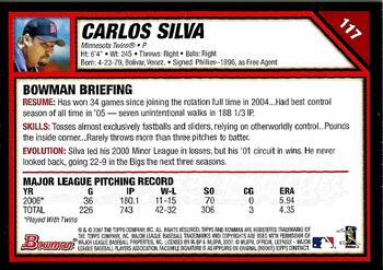 2007 Bowman #117 Carlos Silva Back