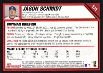 2007 Bowman #121 Jason Schmidt Back