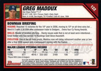 2007 Bowman #122 Greg Maddux Back
