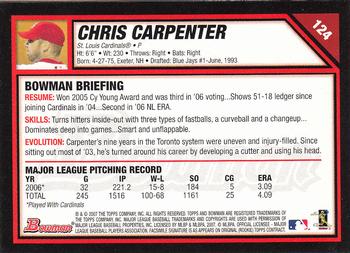 2007 Bowman #124 Chris Carpenter Back