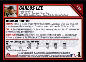 2007 Bowman #128 Carlos Lee Back