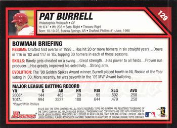 2007 Bowman #129 Pat Burrell Back