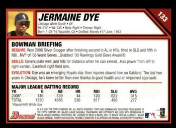 2007 Bowman #133 Jermaine Dye Back