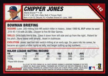 2007 Bowman #142 Chipper Jones Back
