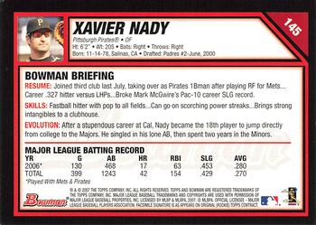 2007 Bowman #145 Xavier Nady Back