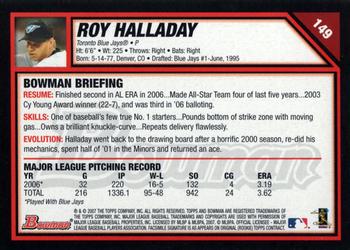 2007 Bowman #149 Roy Halladay Back