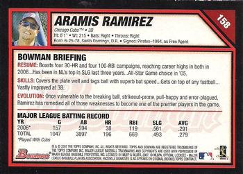 2007 Bowman #158 Aramis Ramirez Back