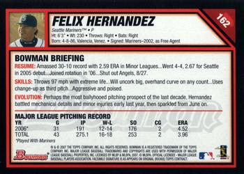 2007 Bowman #162 Felix Hernandez Back