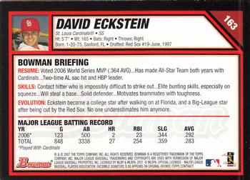 2007 Bowman #163 David Eckstein Back