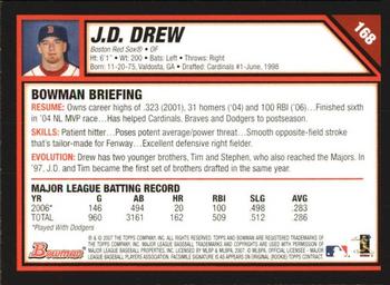 2007 Bowman #168 J.D. Drew Back