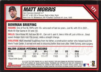 2007 Bowman #171 Matt Morris Back