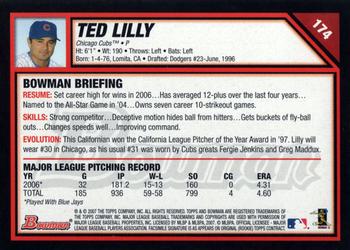 2007 Bowman #174 Ted Lilly Back